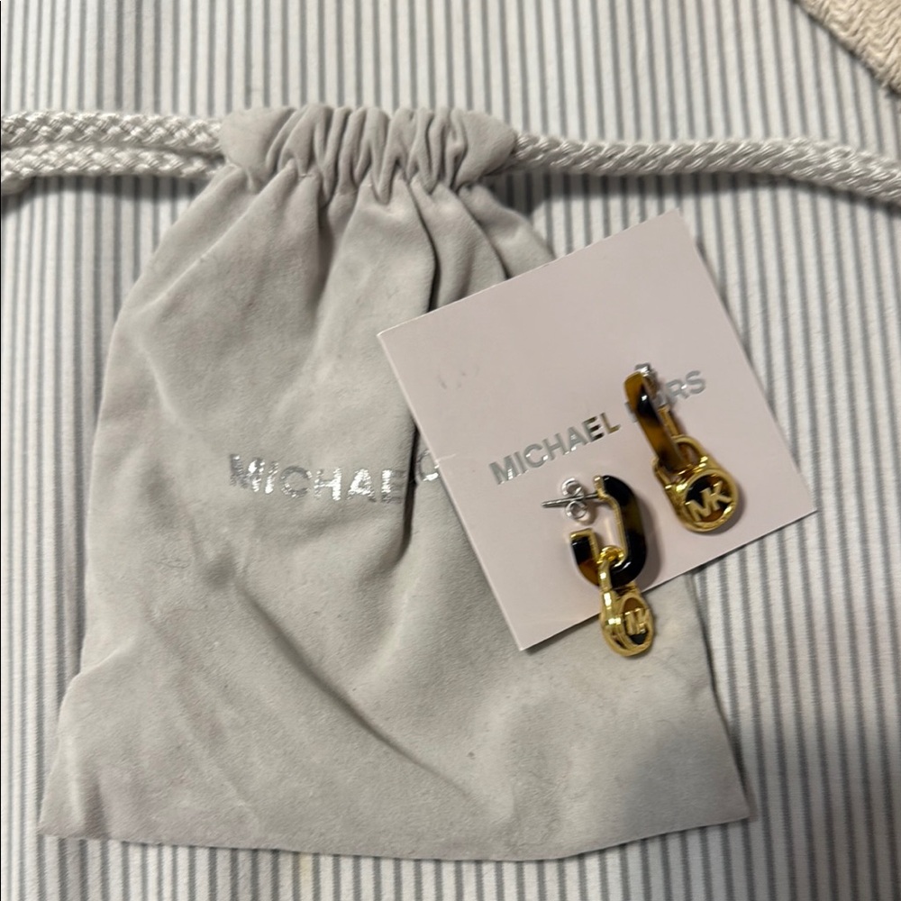 Michael Kors Black and Gold Charm Earrings